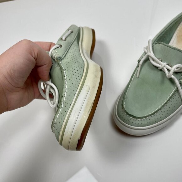 Sperry Topsider Teal Slide on Leather Boat Shoes size: 9 - Picture 9 of 13